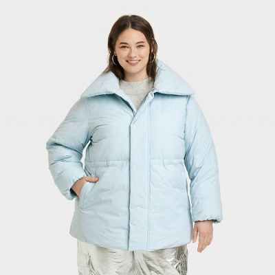 Light blue sale puffer jacket women's