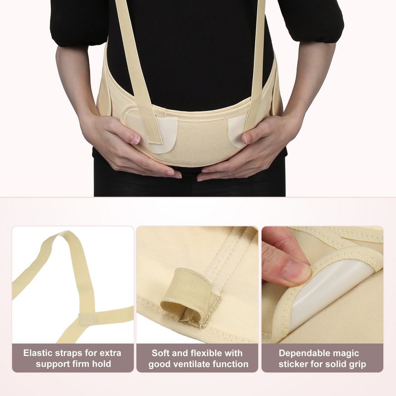 Unique Bargains Maternity Belt Abdomen Back Support Pregnancy Band with Shoulder Strap Beige 1PC, 3 of 4