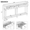 60" Retro Slim Console Table,Farmhouse Entryway Table with 4 Drawers and Open Shelf for Hallway,Living Room-Baofuwish - 4 of 4