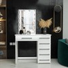 Turan Makeup Vanity White - Boahaus: Desk with 6 Drawers, Unlit Mirror, Modern Design, 59.63"H - 2 of 3