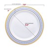 Smarty Had A Party White w/ Blue and Gold Chord Rim Plastic Dinnerware Set - 120 Sets - 4 of 4