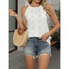 Coolmee Women's Summer Tops Casual Crewneck Sleeveless Shirts Lightweight Crochet Knit Texture Tank Top - 3 of 4