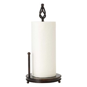 Mikasa Gourmet Basics Camille Paper Towel Holder, 16-Inch, Handcrafted Iron with Antique Black Finish, Decorative Countertop Organizer with Finial Top - 1 of 3