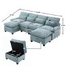 106" Chenille Modular Sectional Sofa with Chaise Lounge and Ottoman, U-Shaped Sleeper Cloud Couch for Living Room or Apartment–The Pop Home - 3 of 4