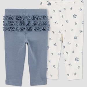 Carter's Just One You® Baby Girls' 2pk Floral Ruffle Pants - Blue - 1 of 4