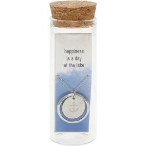 Pavilion Gift Company - Lake - 16.5" - 18.5" Stainless Steel Engraved Necklace in a Bottle - Necklaces - 1 of 4