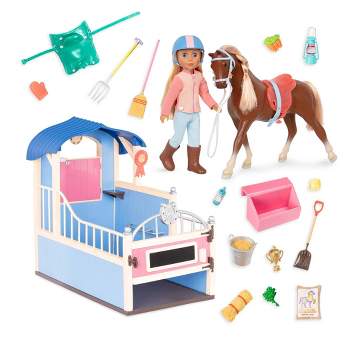 Glitter Girls Milla & Milkyway Poseable 14" Equestrian Doll & Horse Stable Bundle