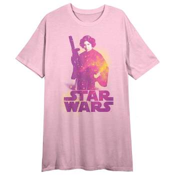 Star Wars Princess Leia Women's Pink Short Sleeve Crew Neck Sleep Shirt