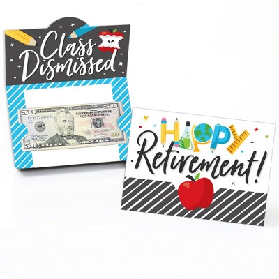 Big Dot of Happiness Teacher Retirement - Happy Retirement Party Money and Gift Card Holders - Set of 8