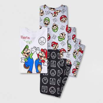 Toddler Boys' 4pc Super Mario Fictitious Character Snug Fit Pajama Set - Gray