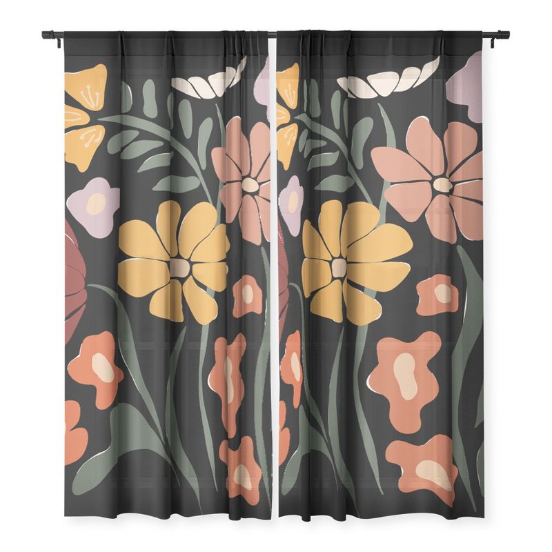 Miho TROPICAL floral night Single Panel Sheer Window Curtain - Deny Designs, 3 of 7
