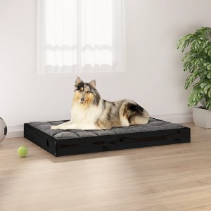 VidaXL Dog Bed Black 36 in.x25.2 in.x3.5 in. Solid Wood Pine - 1 of 4