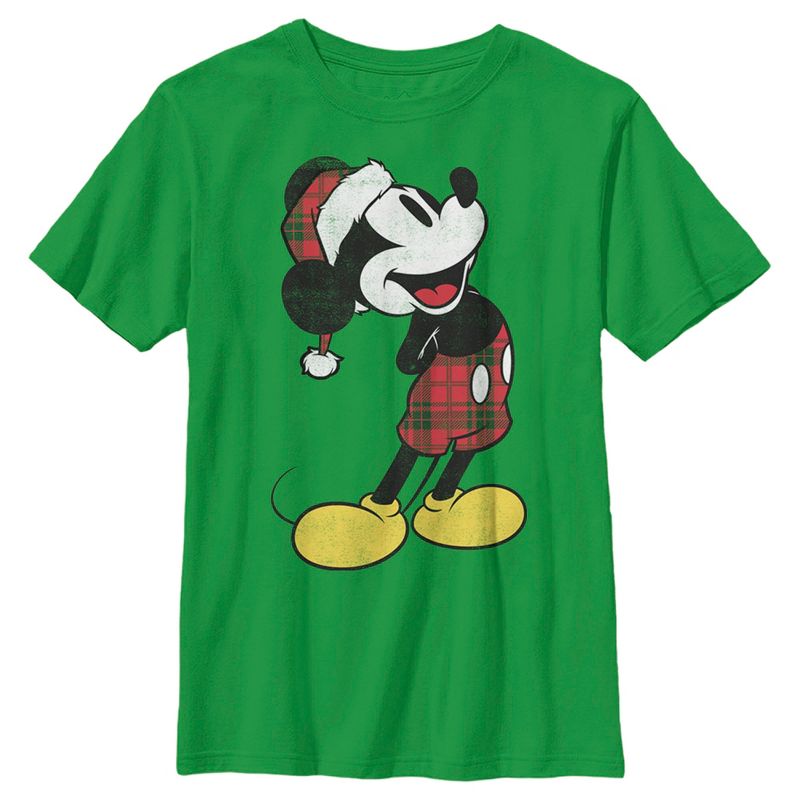 Boy's Disney Mickey Going Plaid For Christmas T-Shirt, 1 of 5