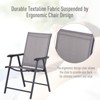 Set of 2 Patio Folding Chairs, Stackable Outdoor Sling Patio Dining Chairs with Armrests for Lawn, Camping, Dining, Beach, Metal Frame,Gray - 4 of 4