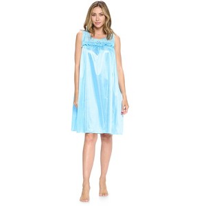 Casual Nights Women's Tricot Sheer Lace Sleeveless Nightgown - 1 of 4