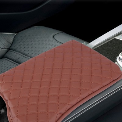 X AUTOHAUX Car Center Console Pad Armrest Box Plush Cover Protector Mat Warm Red 