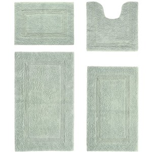 Lux Premium 100% Cotton Tufted Solid Reversible 4 Piece Bath Rug Set – Ultra-Soft, Water-Absorbent, Durable, Machine Washable Bathroom Rug - 1 of 4