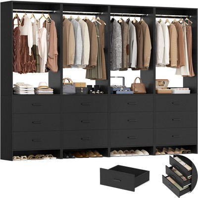 Aheaplus 24'' Freestanding Closet Organizer System with Hanging Rods and Drawers