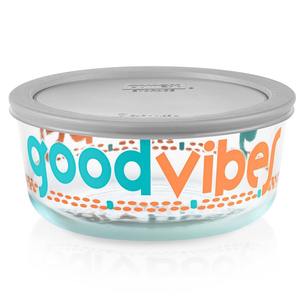 Pyrex 7 Cup Round Food Storage Container - Good Vibes