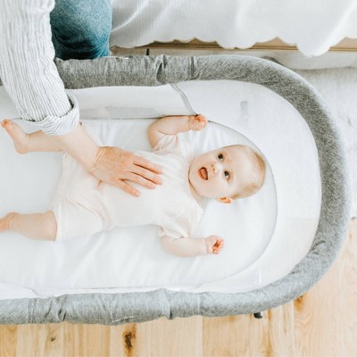 Charcoal Tweed Portable Rocking Bassinet with Removable Canopy