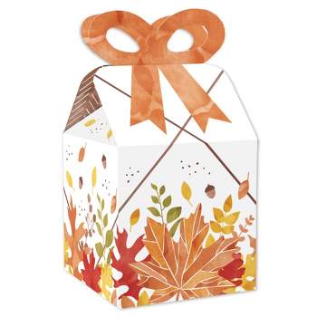Big Dot of Happiness Fall Foliage - Square Favor Gift Boxes - Autumn Leaves Party Bow Boxes - Set of 12