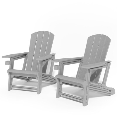 Infurnic Outdoor Portable Chairs Adirondack Chair Set of 2 Wood Texture for Garden Lawn Backyard Deck Pool Beach Firepit, Gray, 29.6"*31.4"*36.4"