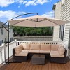 Four Seasons Courtyard 11.5 Foot Offset Patio Umbrella Octagonal Shaped Canopy Shade Outdoor Backyard Furniture with Aluminum Pole, Beige Fabric - image 4 of 4