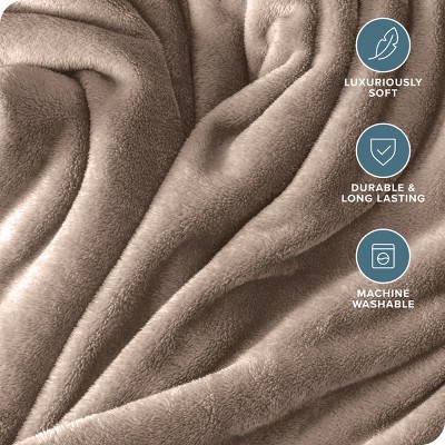 Taupe Greige Microplush Fleece Throw Blanket