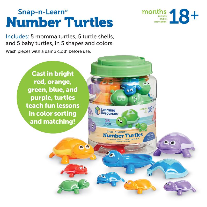Learning Resources Number Turtles Set, Counting, Color & Sorting Toy, 15 Pieces, Ages 2+, 6 of 8