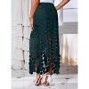 Boho Hollow Out Maxi Skirt for Women, High Waisted Long Skirt with Fringe Hem for Summer - 2 of 4