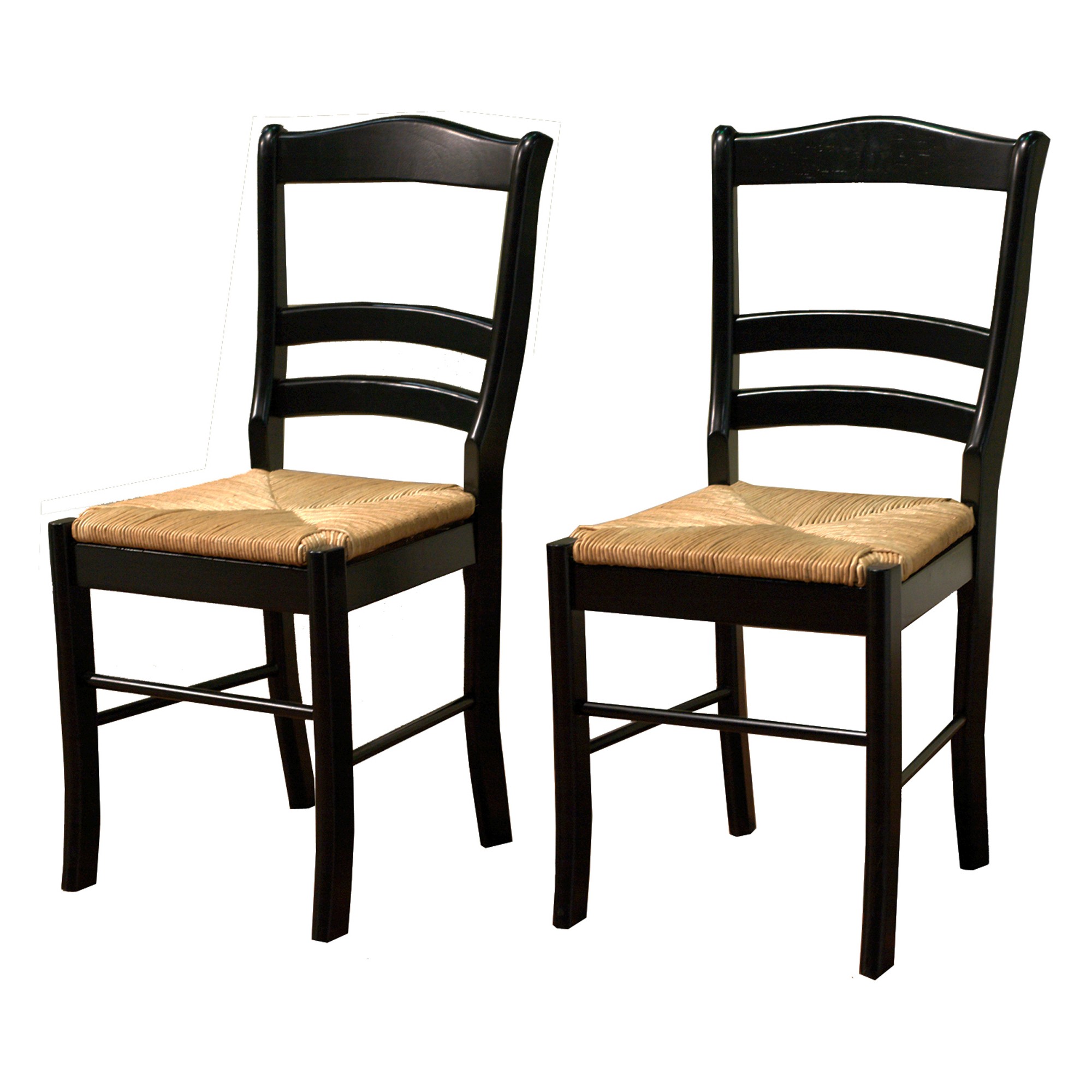 Paloma Dining Chair with Rush Seat Black Set of 2 - TMS