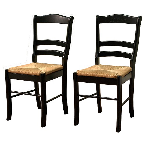 Paloma Dining Chair with Rush Seat Black Set of 2 - TMS