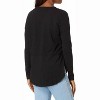 Women's Shirred Sleeve Split Neck Tee - bobi - 2 of 3