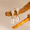 Pearl Earrings: 14k Gold-plated Cubic Zirconia Accented Pearl Drop Dangle Wedding Engagement Earrings For Women Bridal Bridesmaid - 4 of 4