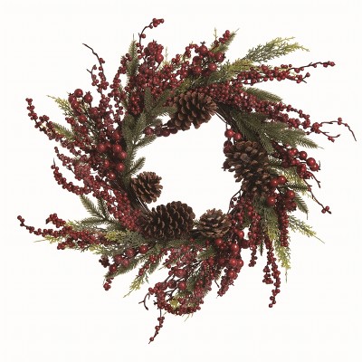 Transpac Artificial 24 in. Multicolor Christmas Glitz Berry Supreme Wreath