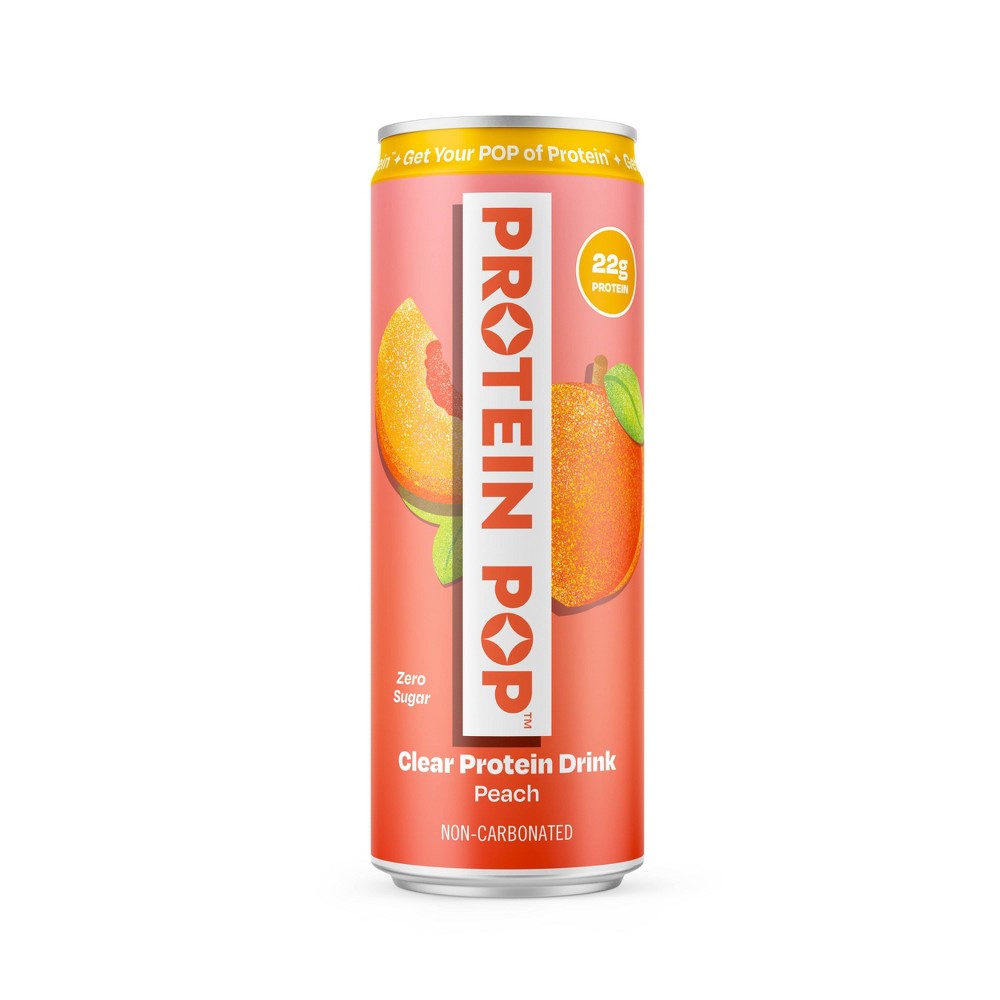 Protein Pop Peach Clear Protein Drink 12floz