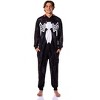 Seven Times Six Marvel Costume Venom Union Suit Adult One Piece Hooded Pajamas Black - 2 of 4