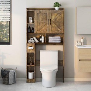 Over The Toilet Storage Cabinet with Barn Doors, Space-Saving for Bathroom & Laundry - 1 of 4