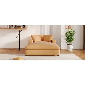 53.5'' Oversized Chaise Lounge Chair, Classic Design, Soft Polyester Fabric, Solid Wood Legs, Easy Assembly, for Living Room or Bedroom - 1 of 4