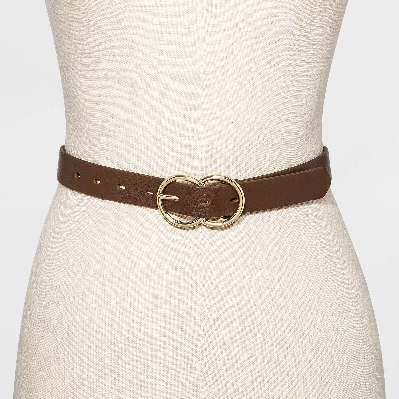 Women's Double Buckle Belt - A New Day™ Brown, 2 of 3
