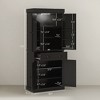 Yukimo 71" Tall Kitchen Pantry Cabinet, LED Light with Sensor, Drawer & Adjustable Shelves, Black - 3 of 4