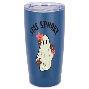 Elanze Designs Stay Spooky Flower Ghost�Halloween Wrap-Around Design 20 Ounce Stainless Steel On-The-Go Coffee Mug, Thermal Travel Tumbler with Leak - 1 of 4
