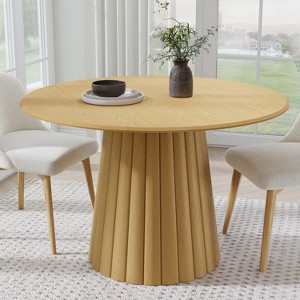 PexFix 46" Round Solid Wood Dining Table Kitchen Tables - 1 of 4
