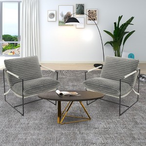 Modern Sling Accent Chair with Metal Frame and Fabric Ergonomic Cushions, Upholstered Lounge Armchair Cozy Reading Chair - 1 of 4