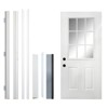 Wooakway 36"W×80"H 9-Lite 2-Panel Exterior Frosted Glass Prehung Front Entry Door Primed Interior Fiberglass Entrance Door - 2 of 4