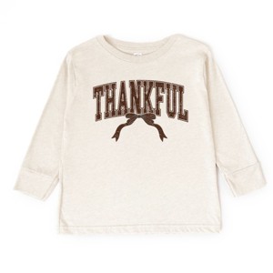 Varsity Thankful Coquette - Toddler Long Sleeve Graphic Tee and Youth Long Sleeve Graphic T-Shirt - 1 of 3