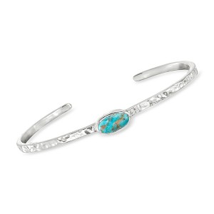 Ross-Simons Turquoise Hammered Cuff Bracelet in Sterling Silver - 1 of 3