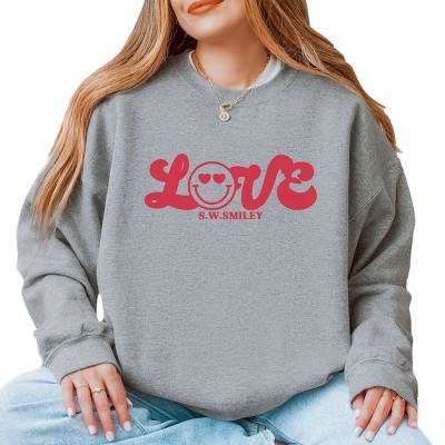 Simply Sage Market S.W.Smiley Love Cursive Sweatshirt