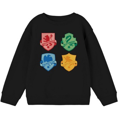 Harry Potter Hogwarts House Shields Boy's Black Long Sleeve Shirt : Target