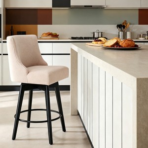 Vipbear Counter Height Bar Stools Set of 1/2/3, Modern Swivel Barstools with Back and Wood Legs,26" H Kitchen Counter Stools,Kitchen Island Home Bar - 1 of 4